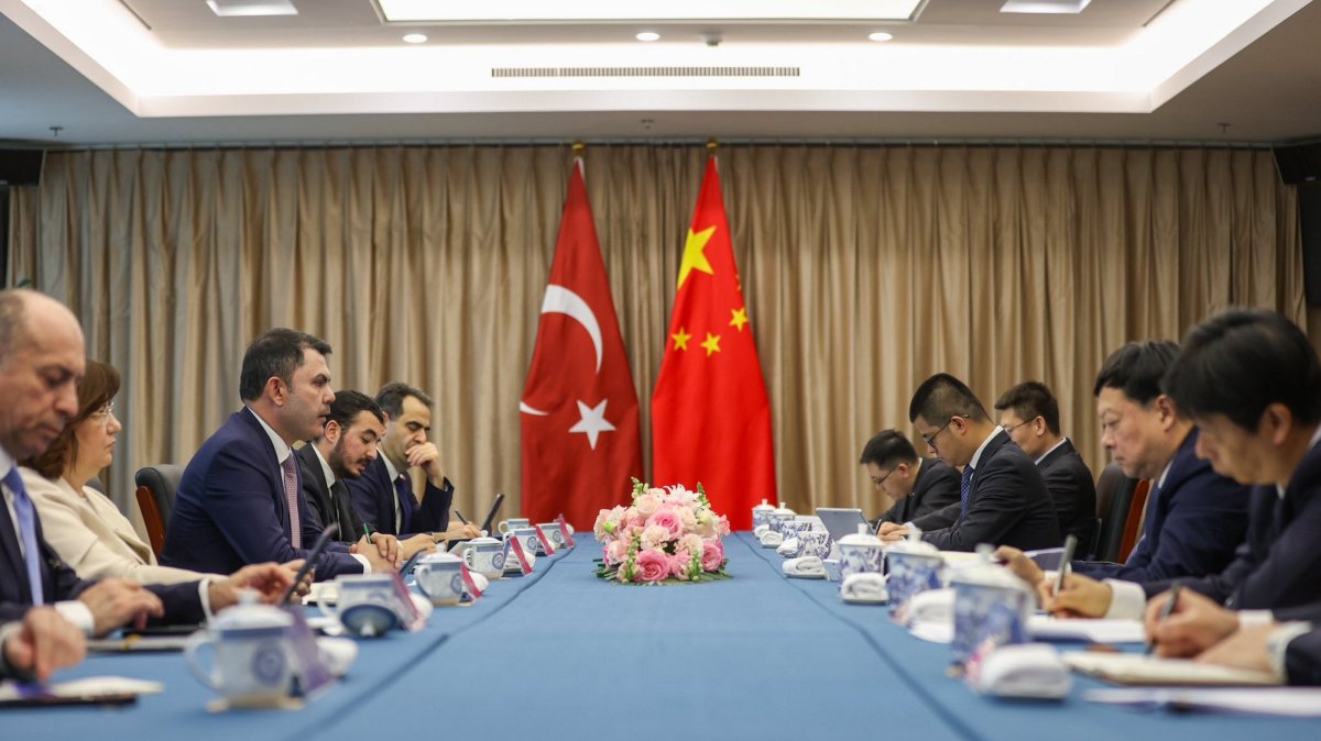 The meeting of Turkish and Chinese delegations led by Environment, Urban Planning and Climate Change Minister Murat Kurum and Chinese Ecology and Environment Minister Huang Runqiu, Beijing, China, May 13, 2026. (AA Photo)