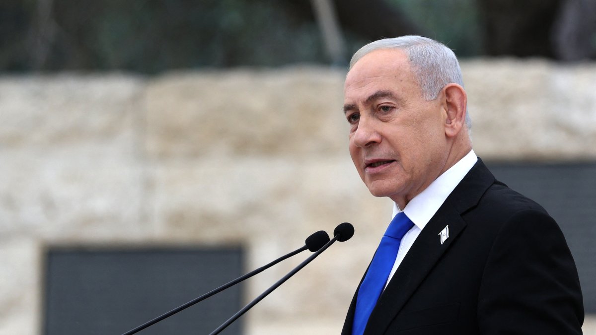 Israel’s Prime Minister Benjamin Netanyahu speaks during a ceremony at the Military Cemetery on Mount Herzl in Jerusalem, April 21, 2026. (AFP File Photo)