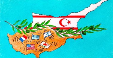 "The Greek Cypriot administration’s pursuit of military alliances has effectively transformed their side into a dependent auxiliary actor and a military platform integrated into Western strategic plans in the region, yet lacking full decision-making autonomy." (Illustration by Erhan Yalvaç)