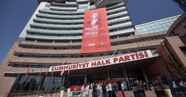 Exterior of the CHP's headquarters, Ankara, Türkiye, Sept. 15, 2025. (AFP Photo)