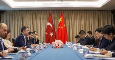 The meeting of Turkish and Chinese delegations led by Environment, Urban Planning and Climate Change Minister Murat Kurum and Chinese Ecology and Environment Minister Huang Runqiu, Beijing, China, May 13, 2026. (AA Photo)