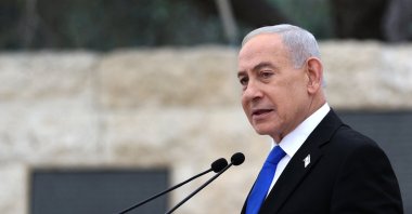 Israel’s Prime Minister Benjamin Netanyahu speaks during a ceremony at the Military Cemetery on Mount Herzl in Jerusalem, April 21, 2026. (AFP File Photo)