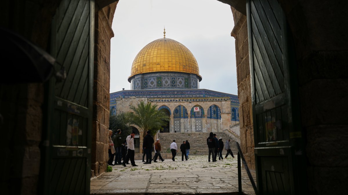 Worshippers enter the Al-Aqsa Mosque compound in East Jerusalem, Palestine, April 9, 2026. (AP Photo)