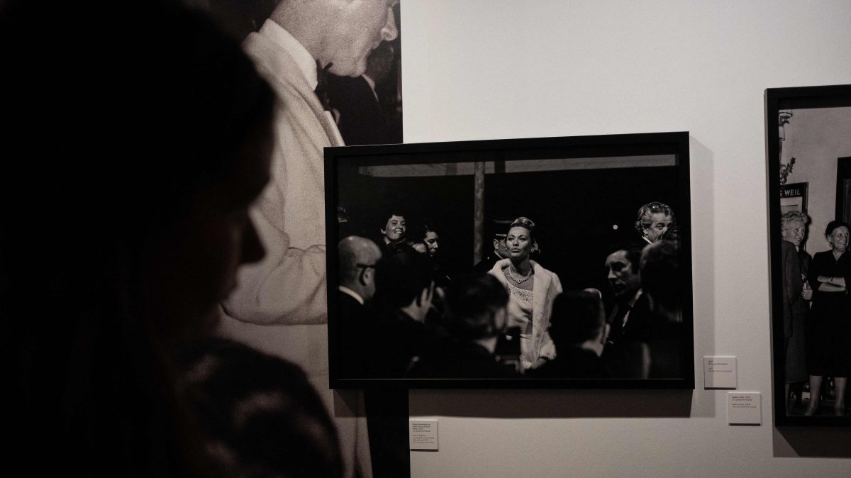 A woman looks at a picture taken by Turkish photojournalist Ara Güler at the Ara Güler Museum, Istanbul, Türkiye, May 7, 2026. (AFP Photo)