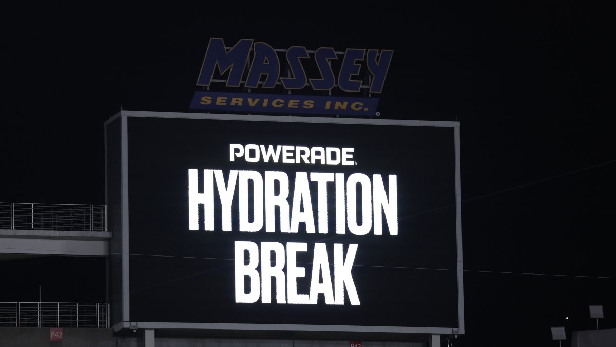 A Powerade Hydration break is displayed on the screen during the FIFA Club World Cup 2025 Group D match between Los Angeles Football Club and CR Flamengo at Camping World Stadium, Orlando, U.S., June 24, 2025. (Getty Images Photo)