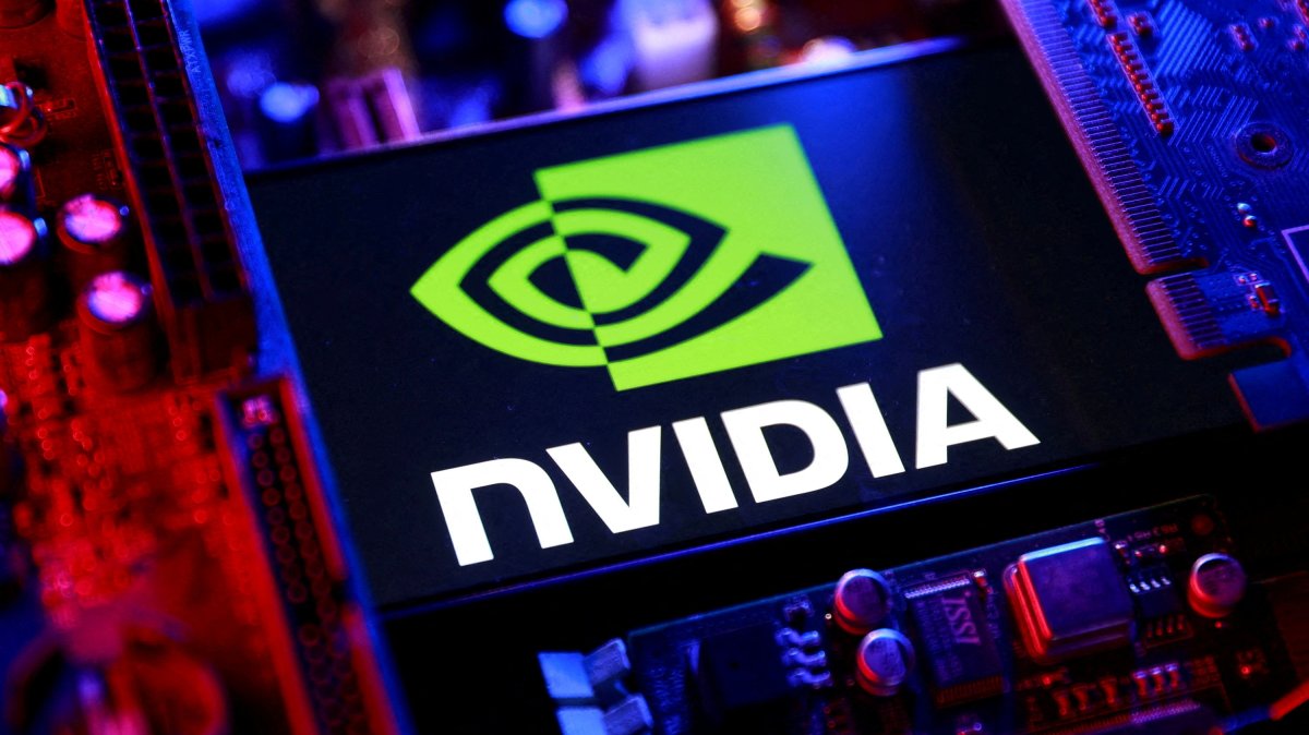 An Nvidia logo and a computer motherboard appear in this illustration taken Aug. 25, 2025. (Reuters Photo)