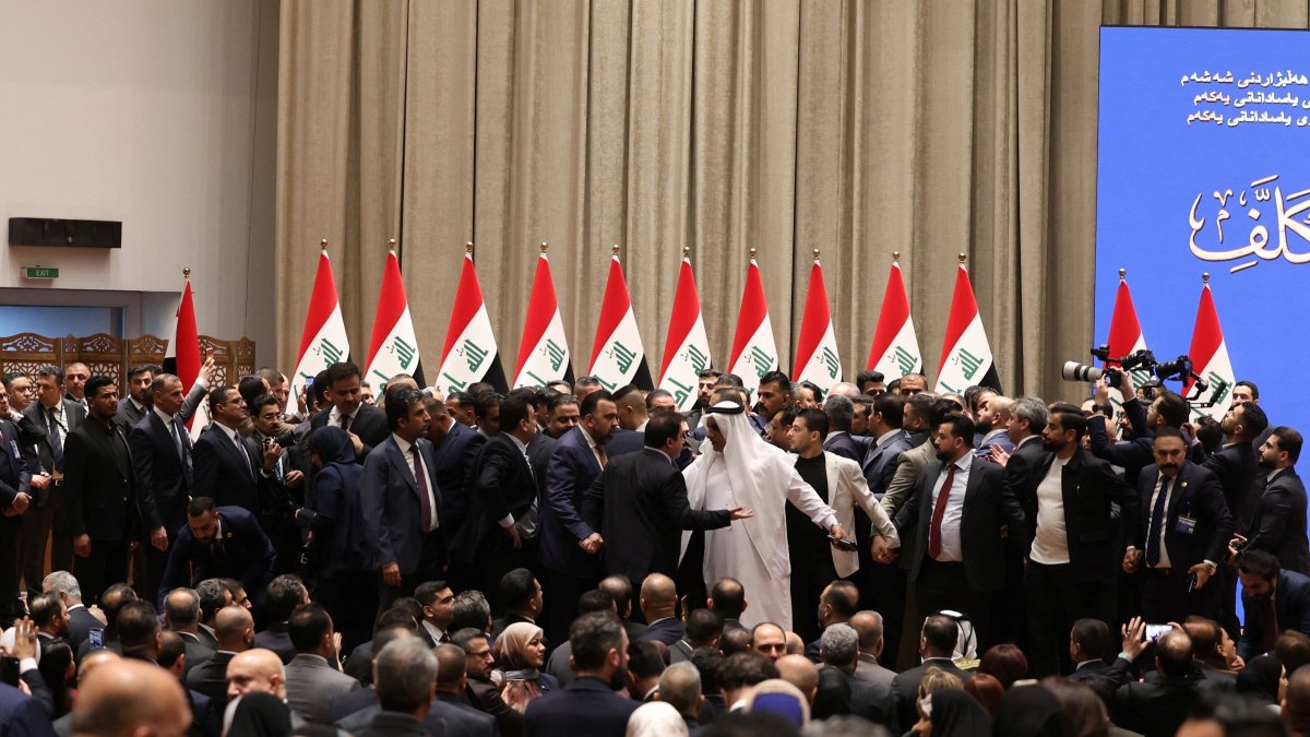 Iraqi lawmakers attend a parliamentary session to vote in a new government headed by Ali al-Zaidi as prime minister, at the parliament headquarters in Baghdad, Iraq, May 14, 2026. (Reuters Photo)