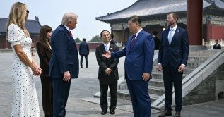 China's President Xi Jinping (2nd R) and U.S. President Donald Trump (2nd L) talk during a visit to the Temple of Heaven in Beijing, China, May 14, 2026. (Reuters Photo)
