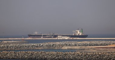A cargo ship docked at the Port of Fujairah, on the Strait of Hormuz, Fujairah, United Arab Emirates, May 6, 2026. (Reuters Photo)