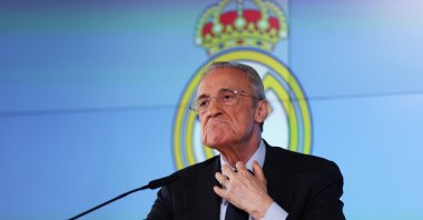 Real Madrid president Florentino Perez holds press conference at Ciudad Real Madrid, Valdebebas, Madrid, Spain, May 12, 2026. (Reuters Photo)