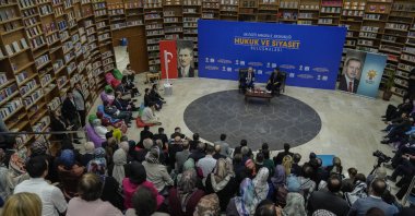 Justice and Development Party (AK Party) Deputy Chair Hayati Yazıcı speaks at a “Law and Politics Meetings” event in Ankara, Türkiye, May 13, 2026. (AA Photo)