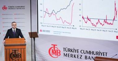 Central Bank of the Republic of Türkiye (CBRT) Governor Fatih Karahan speaks during this year's second inflation report briefing, Istanbul, Türkiye, May 14, 2026. (AA Photo)