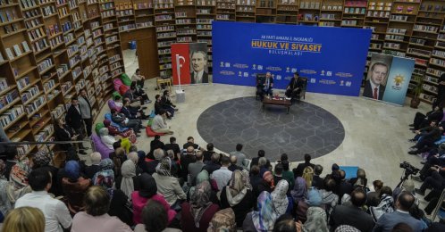 Justice and Development Party (AK Party) Deputy Chair Hayati Yazıcı speaks at a “Law and Politics Meetings” event in Ankara, Türkiye, May 13, 2026. (AA Photo)