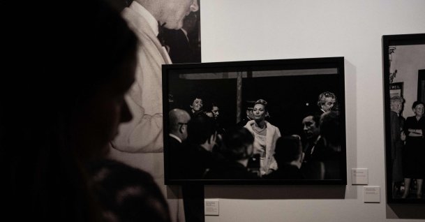 A woman looks at a picture taken by Turkish photojournalist Ara Güler at the Ara Güler Museum, Istanbul, Türkiye, May 7, 2026. (AFP Photo)