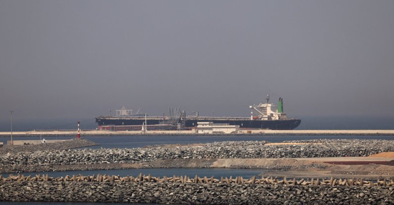A cargo ship docked at the Port of Fujairah, on the Strait of Hormuz, Fujairah, United Arab Emirates, May 6, 2026. (Reuters Photo)