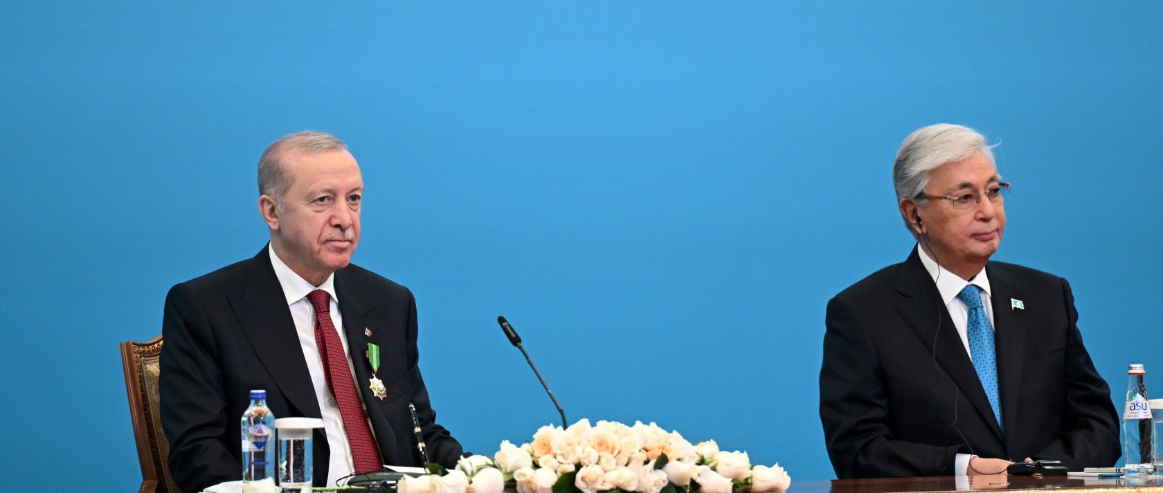 President Recep Tayyip Erdoğan attends a ceremony for signing of bilateral deals with Kazakhstan's Kassym-Jomart Tokayev in Astana, Kazakhstan, May 14, 2026. (AA Photo) 
