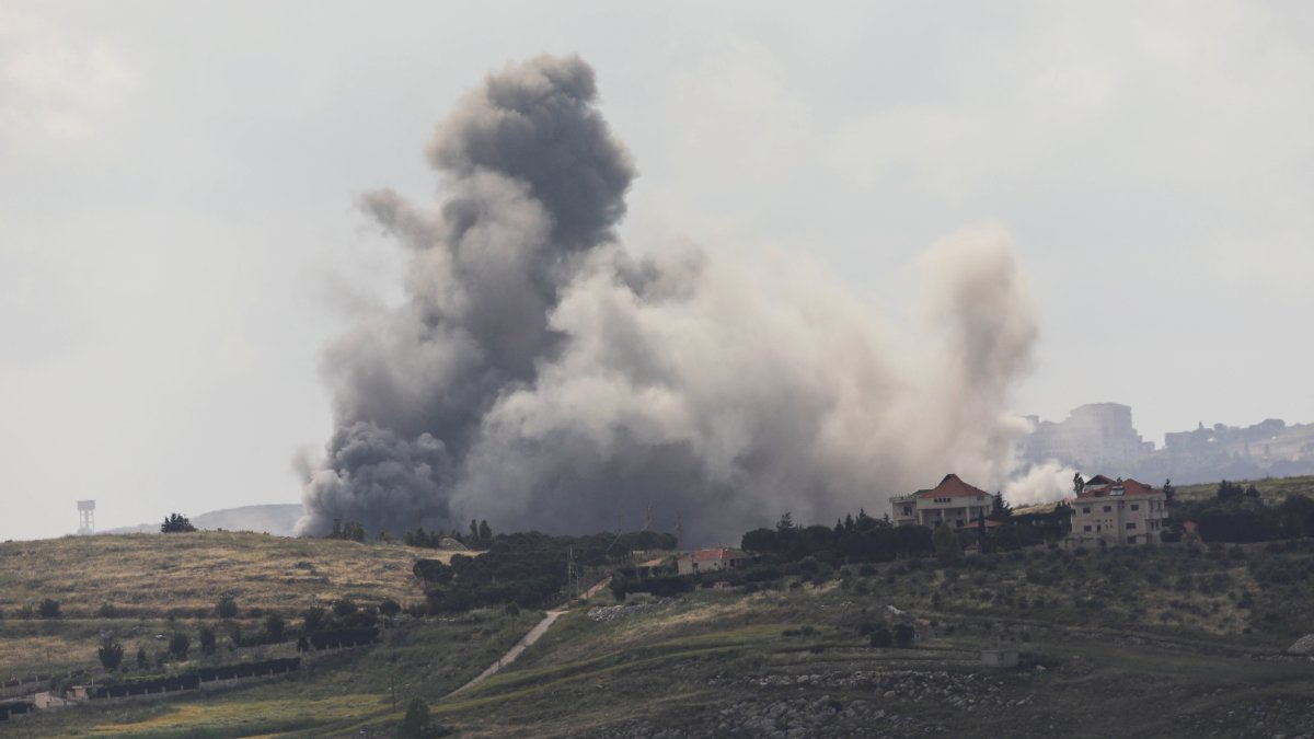 Smoke billows from southern Lebanon following an Israeli strike, as seen from Marjeyoun, Lebanon, May 15, 2026. (Reuters Photo)