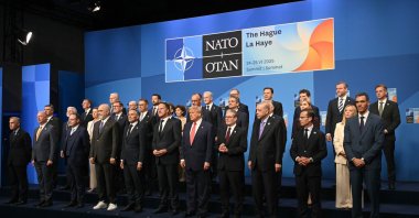 NATO country leaders pose for a family photo during the NATO summit, The Hague, Netherlands, June 25, 2025. (AP Photo)