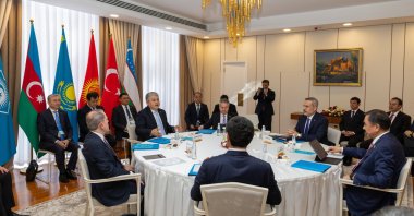 Foreign Minister Hakan Fidan attends the Council of Foreign Ministers meeting of the Organization of Turkic States (OTS), Turkistan, Kazakhstan, May 15, 2026. (AA Photo)