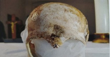 A picture of an 800-year-old skull, believed to be that of Saint Zdislava of Lemberk, in Jablonne v Podjestedi, Czech Republic, May 13, 2026. (Reuters Photo)