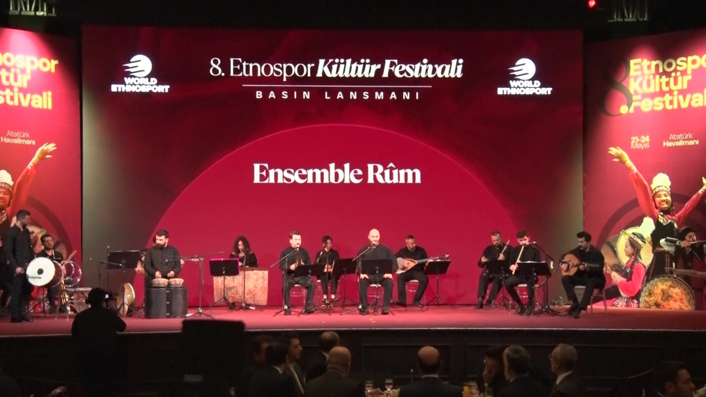 World Ethnosport Confederation President Necmeddin Bilal Erdoğan (C) speaks at the Ethnosport Culture Festival promotional meeting in Istanbul, Türkiye, May 15, 2026. (IHA Photo)