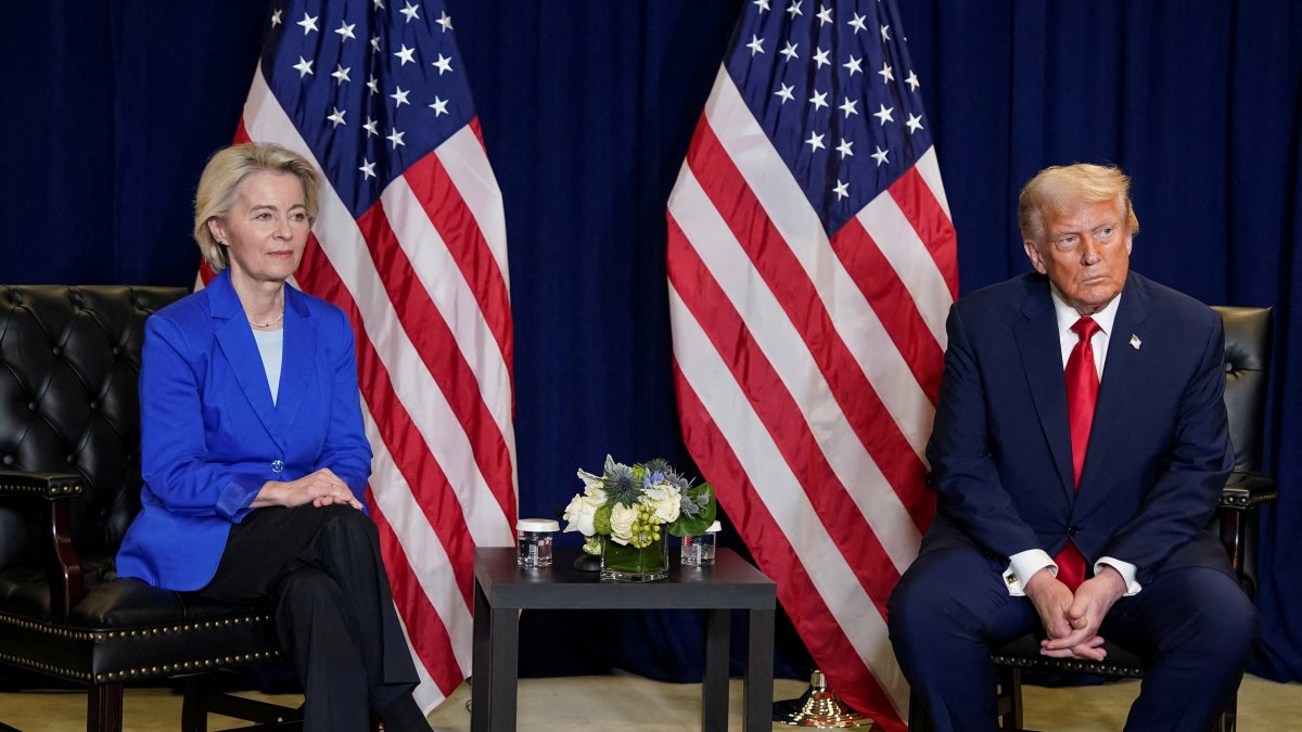 European Commission President Ursula von der Leyen meets with U.S. President Donald Trump during the 80th United Nations General Assembly, New York City, U.S., Sept. 23, 2025. (Reuters)
