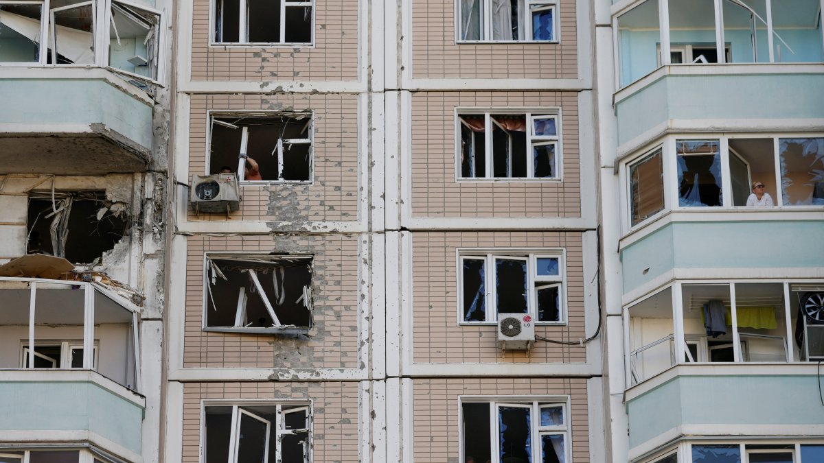 A damaged apartment building following a Ukrainian drone attack in the course of Russia-Ukraine conflict in Krasnogorsk, in the Moscow region, Russia, May 17, 2026. (Reuters Photo)