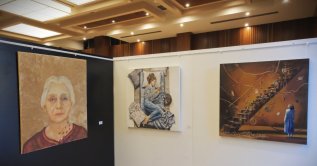 Paintings on display during the second annual painting competition organized by BN Arts Academy, Mersin, Türkiye, May 16, 2026. (AA Photo)