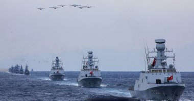Turkish naval vessels participate in a military exercise off the coast of Muğla, southwestern Türkiye, Jan. 15, 2024.  (Getty Images Photo)