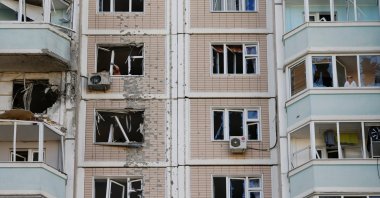 A damaged apartment building following a Ukrainian drone attack in the course of Russia-Ukraine conflict in Krasnogorsk, in the Moscow region, Russia, May 17, 2026. (Reuters Photo)