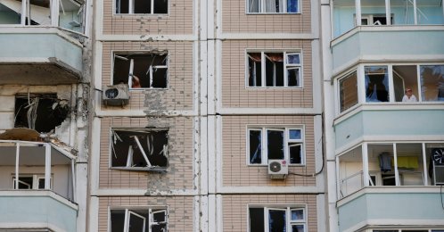 A damaged apartment building following a Ukrainian drone attack in the course of Russia-Ukraine conflict in Krasnogorsk, in the Moscow region, Russia, May 17, 2026. (Reuters Photo)