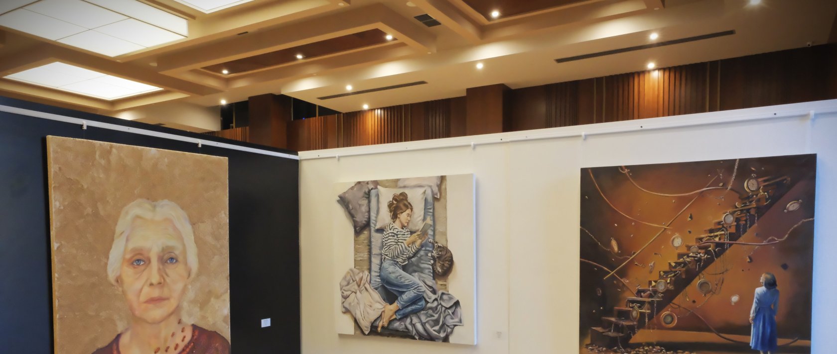 Paintings on display during the second annual painting competition organized by BN Arts Academy, Mersin, Türkiye, May 16, 2026. (AA Photo)