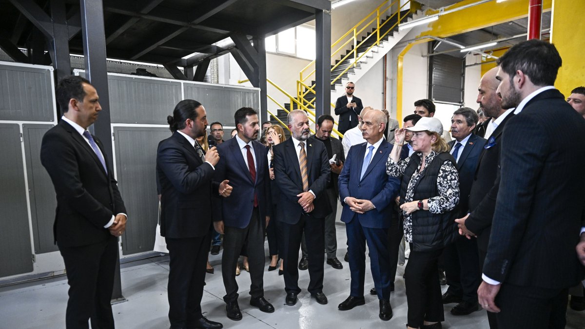 Executives and officials tour the production facility for a domestically developed nanotechnology product that can reduce water consumption in agriculture, Istanbul, Türkiye, May 17, 2026. (AA Photo)