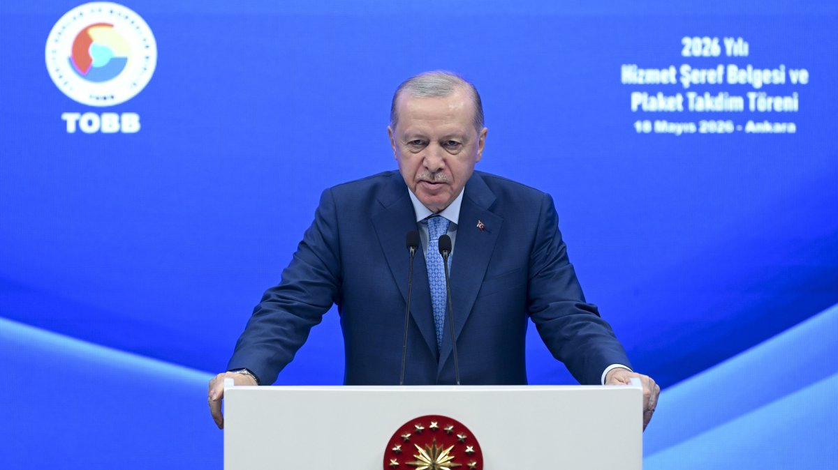 President Recep Tayyip Erdoğan speaks at an event, Ankara, Türkiye, May 18, 2026. (AA Photo)
