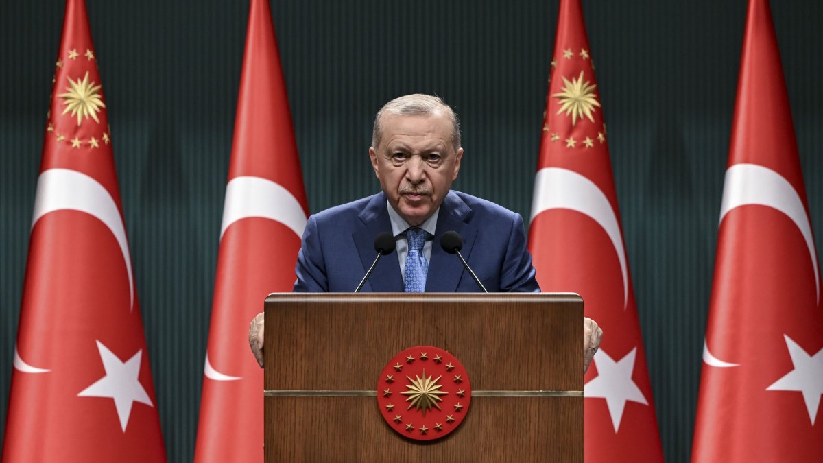 President Recep Tayyip Erdoğan speaks at a news conference after a Cabinet meeting in Ankara, May 18, 2026. (AA Photo)