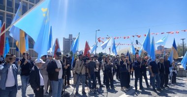 People attend a commemoration ceremony marking the 82nd anniversary of the Crimean Tatar Deportation at Ulus Square in Ankara, Türkiye, May 18, 2026. (IHA Photo)