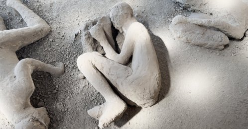 One of the victims of the Vesuvius eruption in 79 AD, likely a doctor, was found with some of the tools of his trade, near Naples, Italy, May 15, 2026. (EPA Photo)