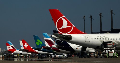 Aircraft of Turkish, Eurowings, Aer Lingus, Swiss and Austrian Airlines park at the Berlin Brandenburg Airport in Schoenefeld, Germany, April 21, 2026. (Reuters Photo)
