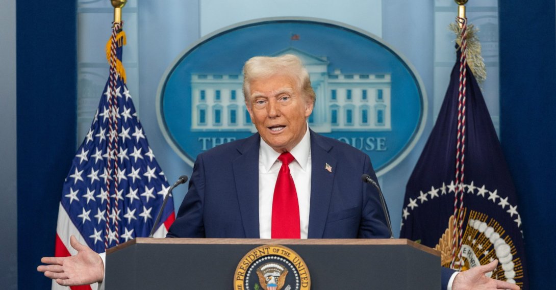U.S. President Donald Trump speaks during a press conference on an aircraft collision at the White House, Washington, U.S., Jan. 30, 2025. (DHA Photo)