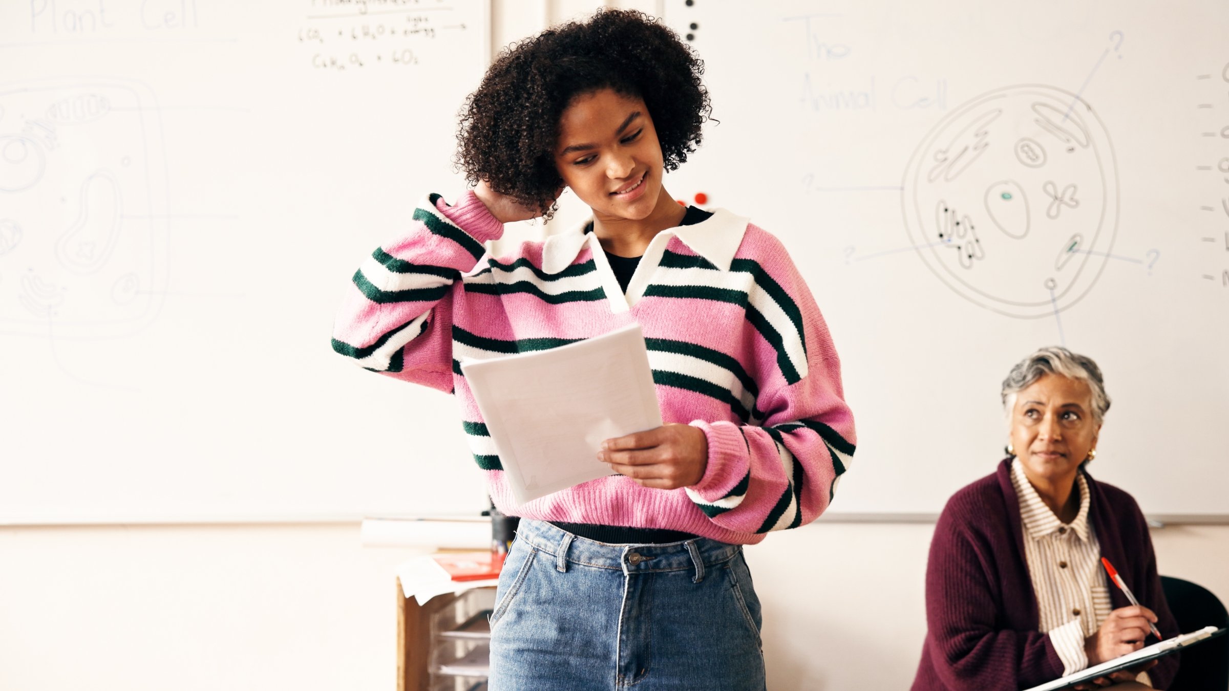 Student participates in an oral assessment as colleges turn to face-to-face evaluations to measure learning in the age of AI. (Shuttersock Photo)