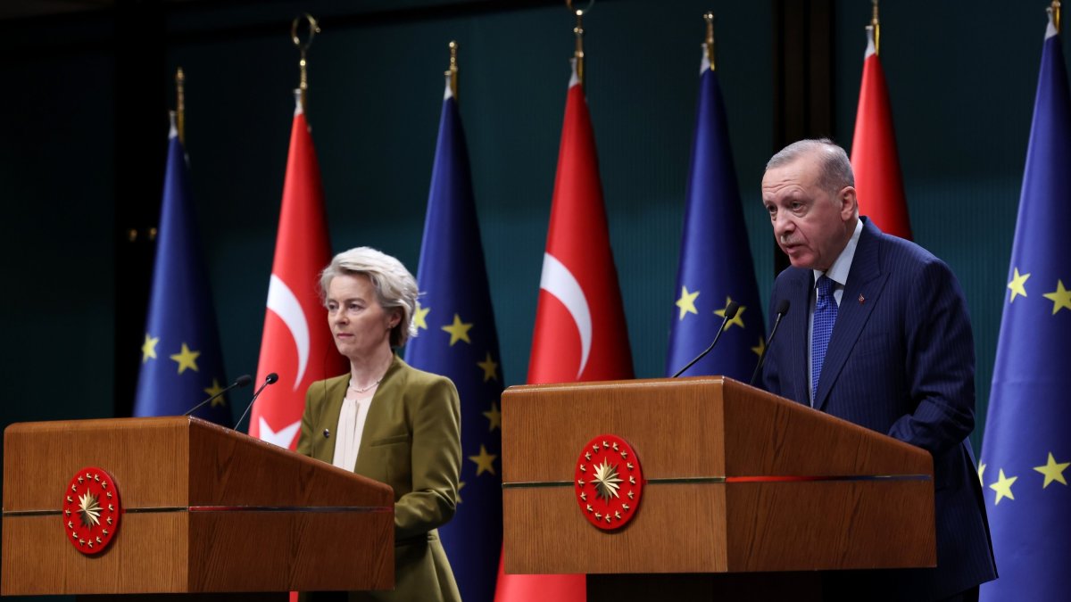 President Recep Tayyip Erdoğan and EU Commission President von der Leyen attend a news conference in Ankara, Türkiye, Dec. 17, 2024. (Getty Images File Photo)