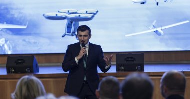 Selçuk Bayraktar, chairman of the board of Baykar, provided information about the Özdemir Bayraktar National Technology Center to Queen Mathilde of Belgium and the accompanying delegation, Istanbul, Türkiye, May 10, 2026. (AA Photo)