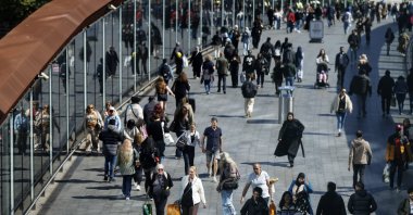 People walk at Westfield Stratford City shopping centre in London, U.K., April 24, 2026. (EPA Photo)
