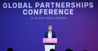  British Foreign Secretary Yvette Cooper delivers a speech during the Global Partnerships Conference in London, Britain, May 19, 2026. (EPA Photo)