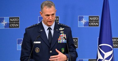 General Alexus G. Grynkewich, Supreme Allied Commander Europe (SACEUR) speaks during a press conference after a Military Committee in Chiefs of Defense Session at the NATO headquarters in Brussels, Belgium, May 19, 2026. (AFP Photo)