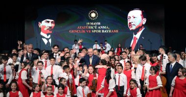 President Recep Tayyip Erdoğan and first lady Emine Erdoğan attend the "Presidential Children's Orchestra and Choir Concert" at the Beştepe Nation's Congress and Culture Center in Ankara, Türkiye, May 19, 2026. (AA Photo)