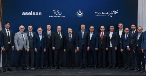 Türk Telekom CEO Ebubekir Şahin (8th L), Aselsan CEO Ahmet Akyol (9th R) and other officials attend a launch event, Istanbul, Türkiye, May 18, 2026. (IHA Photo)