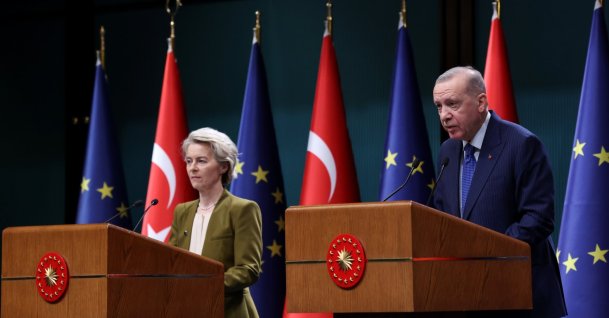 President Recep Tayyip Erdoğan and EU Commission President von der Leyen attend a news conference in Ankara, Türkiye, Dec. 17, 2024. (Getty Images File Photo)