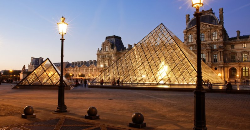 The Louvre Museum pyramid is seen at blue hour in Paris, France, Oct. 21, 2018. (Shutterstock Photo)