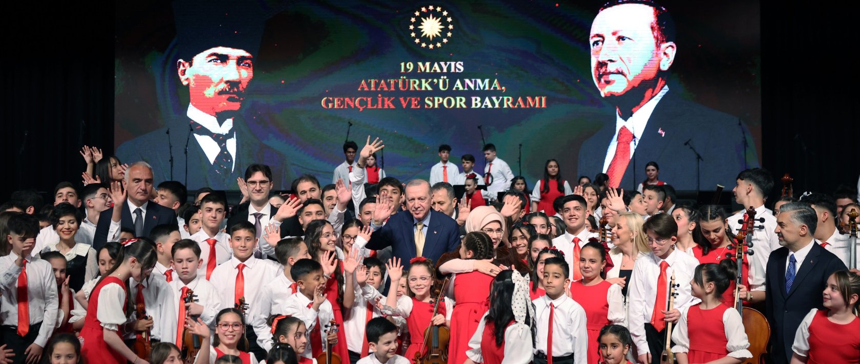 President Recep Tayyip Erdoğan and first lady Emine Erdoğan attend the "Presidential Children's Orchestra and Choir Concert" at the Beştepe Nation's Congress and Culture Center in Ankara, Türkiye, May 19, 2026. (AA Photo)